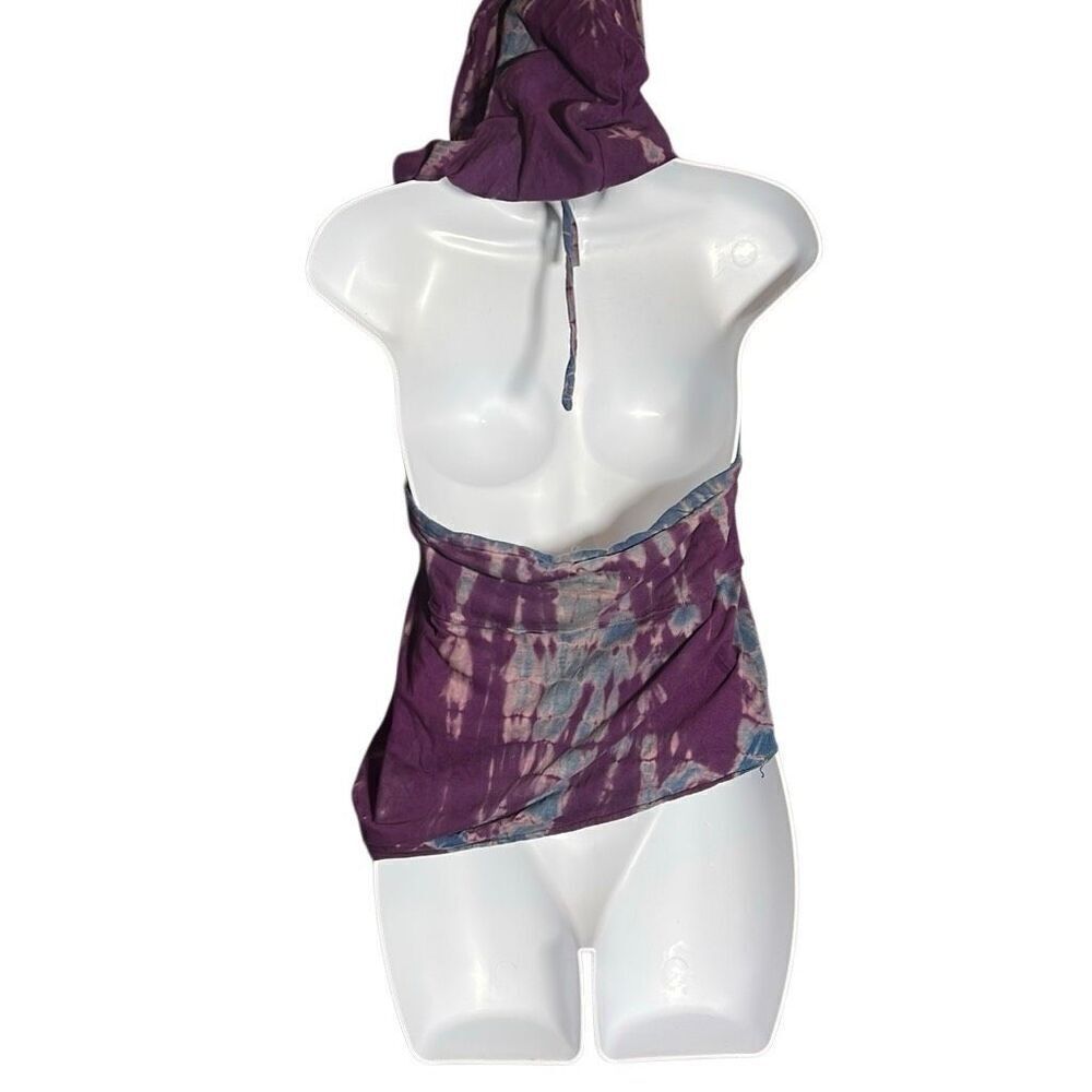 Boho Tie-Dye Hooded Festival Top S/M - Picture 3 of 8